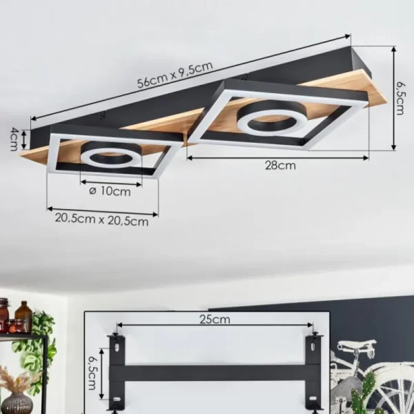 hofstein Plafonnier Taboneira LED Écru, Noir, 2 lumières* Lampes Modernes