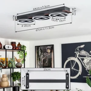 hofstein Plafonnier Taboneira LED Brun foncé, Noir, 3 lumières* Lampes Modernes