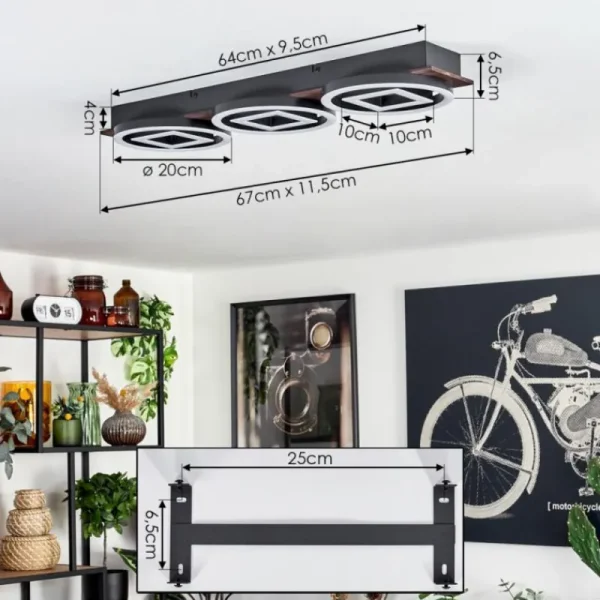 hofstein Plafonnier Taboneira LED Brun foncé, Noir, 3 lumières* Lampes Modernes