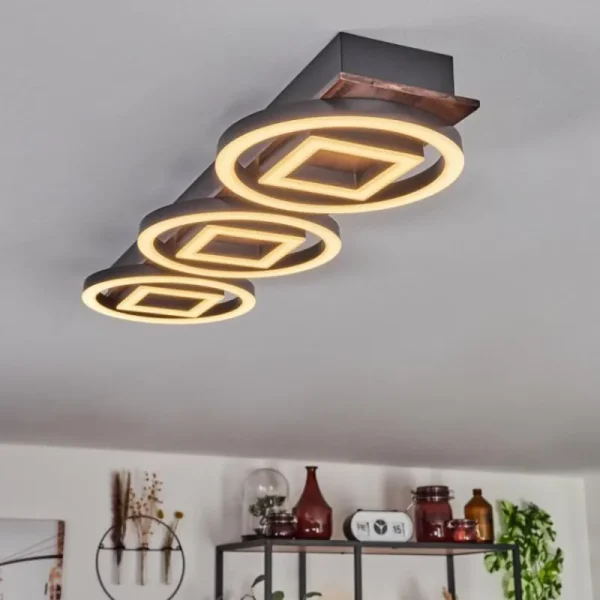 hofstein Plafonnier Taboneira LED Brun foncé, Noir, 3 lumières* Lampes Modernes