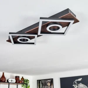 hofstein Plafonnier Taboneira LED Brun foncé, Noir, 2 lumières* Lampes Modernes