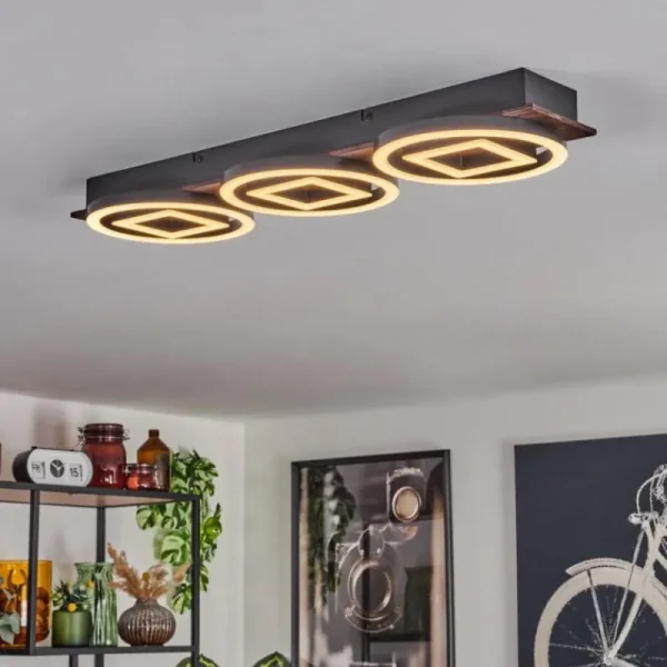 hofstein Plafonnier Taboneira LED Brun foncé, Noir, 3 lumières* Lampes Modernes