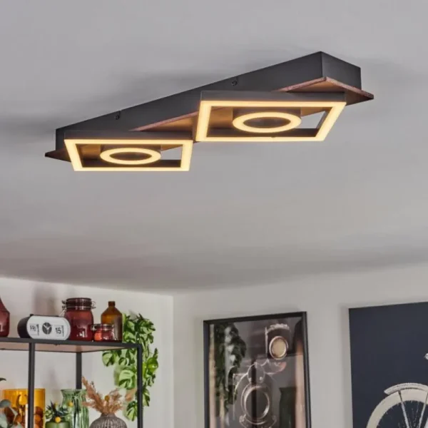 hofstein Plafonnier Taboneira LED Brun foncé, Noir, 2 lumières* Lampes Modernes