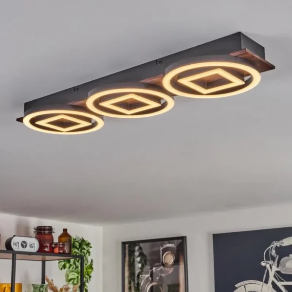 hofstein Plafonnier Taboneira LED Brun foncé, Noir, 3 lumières* Lampes Modernes