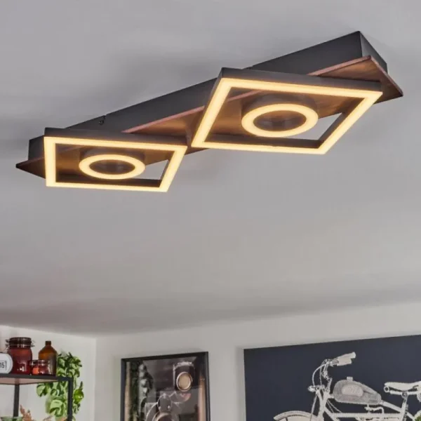 hofstein Plafonnier Taboneira LED Brun foncé, Noir, 2 lumières* Lampes Modernes