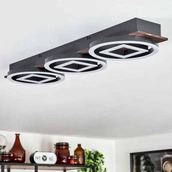 hofstein Plafonnier Taboneira LED Brun foncé, Noir, 3 lumières* Lampes Modernes
