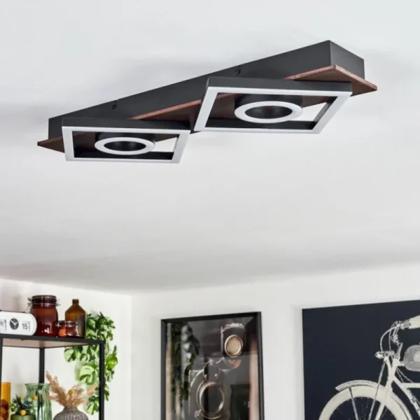 hofstein Plafonnier Taboneira LED Brun foncé, Noir, 2 lumières* Lampes Modernes