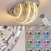 hofstein Plafonnier Toirano LED Chrome, Scintillant, Argenté, Blanc, 2 lumières, Télécommandes, Changeur de couleurs* Lampes En Verre