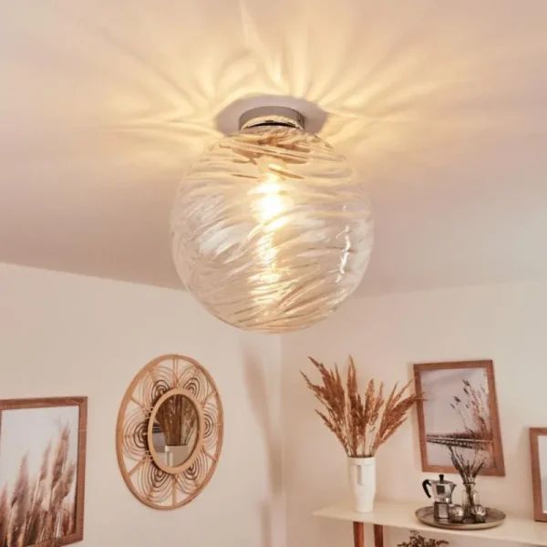hofstein Plafonnier Tomboul Chrome, 1 lumière* Lampes En Verre