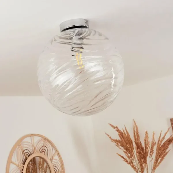 hofstein Plafonnier Tomboul Chrome, 1 lumière* Lampes En Verre