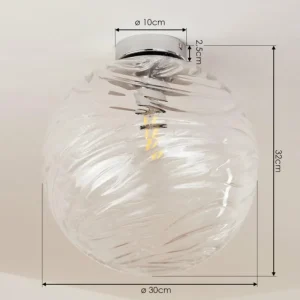 hofstein Plafonnier Tomboul Chrome, 1 lumière* Lampes En Verre