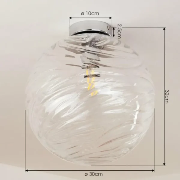 hofstein Plafonnier Tomboul Chrome, 1 lumière* Lampes En Verre