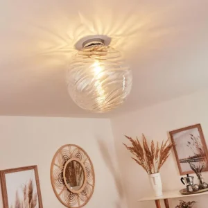 hofstein Plafonnier Tomboul Chrome, 1 lumière* Lampes En Verre