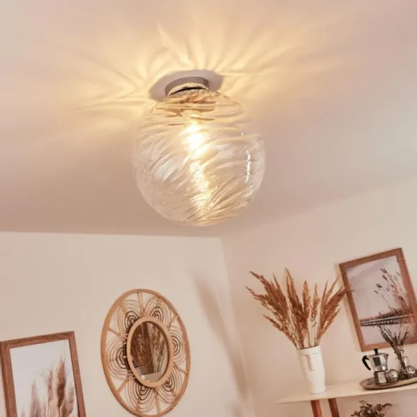 hofstein Plafonnier Tomboul Chrome, 1 lumière* Lampes En Verre