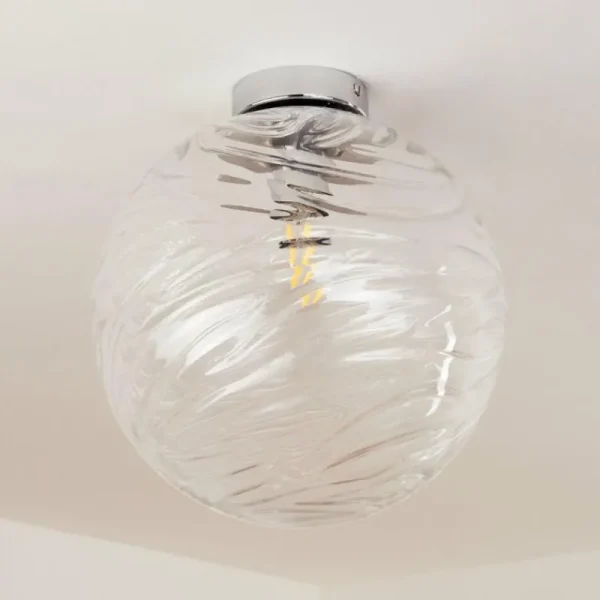 hofstein Plafonnier Tomboul Chrome, 1 lumière* Lampes En Verre
