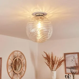 hofstein Plafonnier Tomboul Chrome, 1 lumière* Lampes En Verre