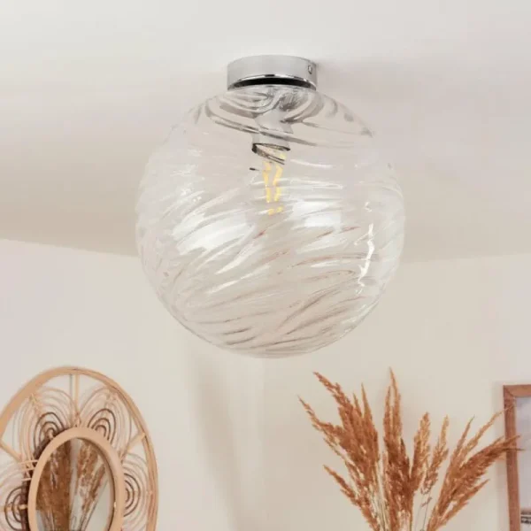 hofstein Plafonnier Tomboul Chrome, 1 lumière* Lampes En Verre