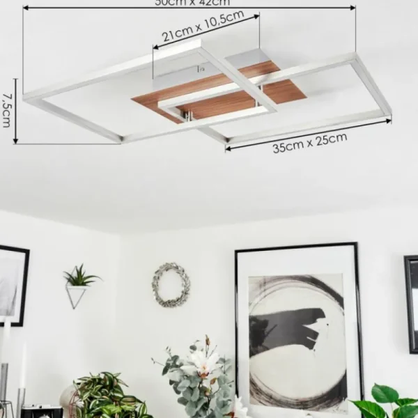 hofstein Plafonnier Torres LED Nickel mat, 2 lumières, Télécommandes* Lampes Modernes