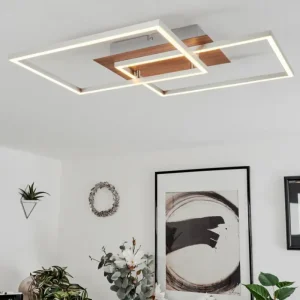 hofstein Plafonnier Torres LED Nickel mat, 2 lumières, Télécommandes* Lampes Modernes