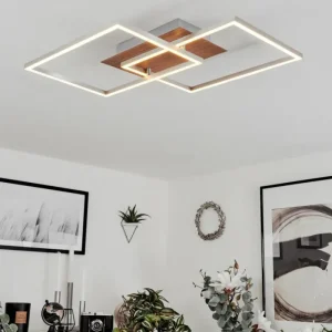 hofstein Plafonnier Torres LED Nickel mat, 2 lumières, Télécommandes* Lampes Modernes