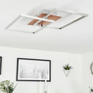 hofstein Plafonnier Torres LED Nickel mat, 2 lumières, Télécommandes* Lampes Modernes