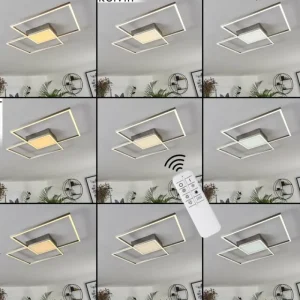 hofstein Plafonnier Torresella LED Nickel mat, 2 lumières, Télécommandes* Lampes Modernes