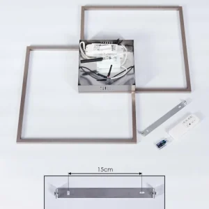 hofstein Plafonnier Torresella LED Nickel mat, 2 lumières, Télécommandes* Lampes Modernes