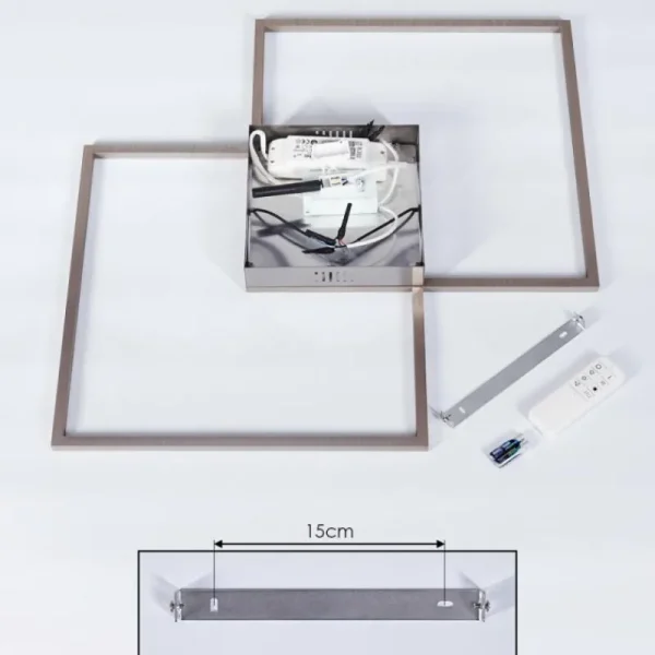 hofstein Plafonnier Torresella LED Nickel mat, 2 lumières, Télécommandes* Lampes Modernes