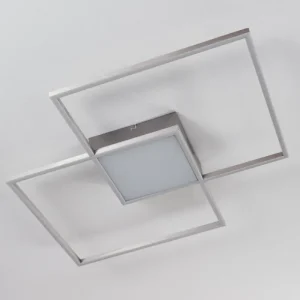 hofstein Plafonnier Torresella LED Nickel mat, 2 lumières, Télécommandes* Lampes Modernes