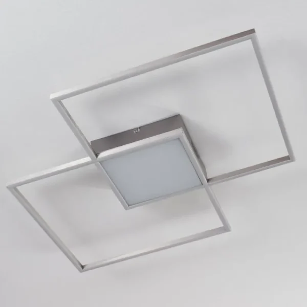 hofstein Plafonnier Torresella LED Nickel mat, 2 lumières, Télécommandes* Lampes Modernes