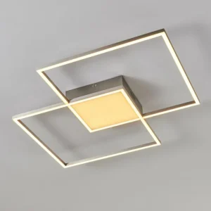 hofstein Plafonnier Torresella LED Nickel mat, 2 lumières, Télécommandes* Lampes Modernes