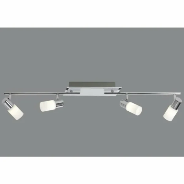 Luminaires Trio Plafonnier Trio 8214 LED Aluminium, Chrome, Acier inoxydable, 4 lumières* Lampes En Verre