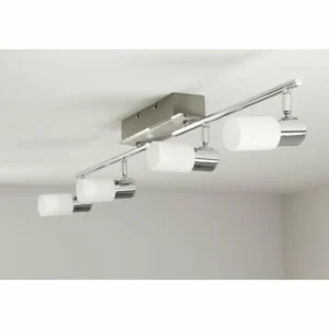 Luminaires Trio Plafonnier Trio 8214 LED Aluminium, Chrome, Acier inoxydable, 4 lumières* Lampes En Verre