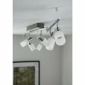 Luminaires Trio Plafonnier Trio 8214 LED Aluminium, Chrome, Acier inoxydable, 6 lumières* Lampes En Verre