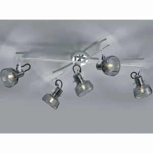 Luminaires Trio Plafonnier Trio Leuchten KOLANI Chrome, 5 lumières* Lampes En Verre