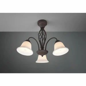 Luminaires Trio Plafonnier Trio-Leuchten Rustica Rouille, 3 lumières* Lampes En Verre