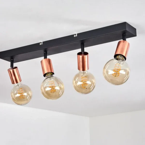 hofstein Plafonnier Tulla Cuivre, Noir, 4 lumières* Lampes Modernes
