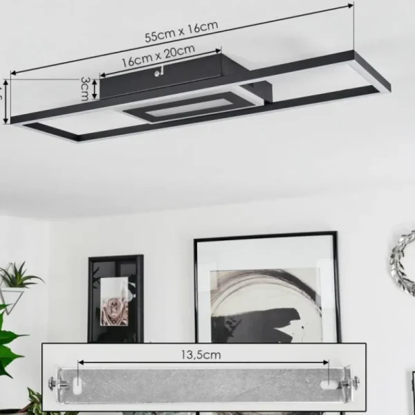 hofstein Plafonnier Vaseux LED Noir, Blanc, 1 lumière* Lampes Modernes