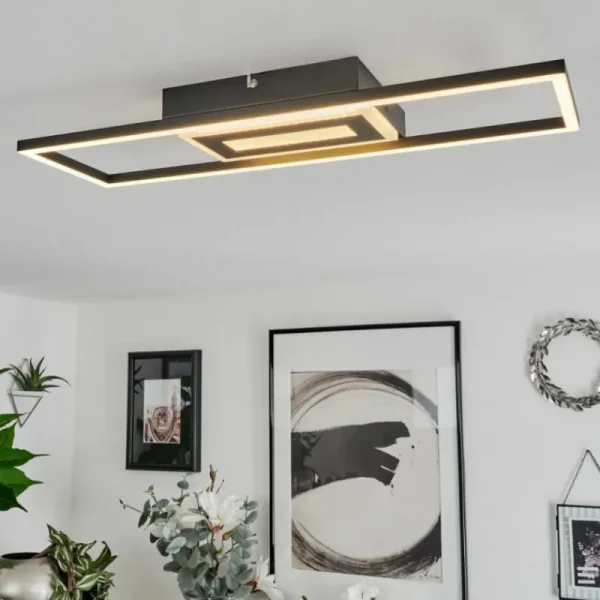 hofstein Plafonnier Vaseux LED Noir, Blanc, 1 lumière* Lampes Modernes