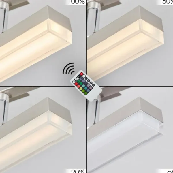 hofstein Plafonnier Vehkala LED Chrome, Nickel mat, 5 lumières, Télécommandes, Changeur de couleurs* Lampes Modernes