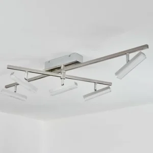 hofstein Plafonnier Vehkala LED Chrome, Nickel mat, 5 lumières, Télécommandes, Changeur de couleurs* Lampes Modernes