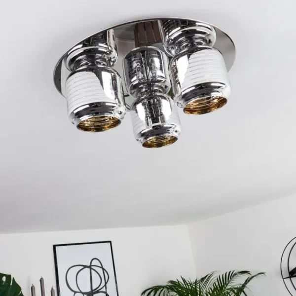 hofstein Plafonnier Verasara Chrome, 3 lumières* Lampes En Verre