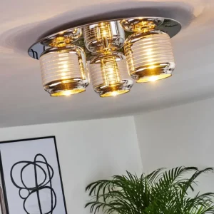 hofstein Plafonnier Verasara Chrome, 3 lumières* Lampes En Verre