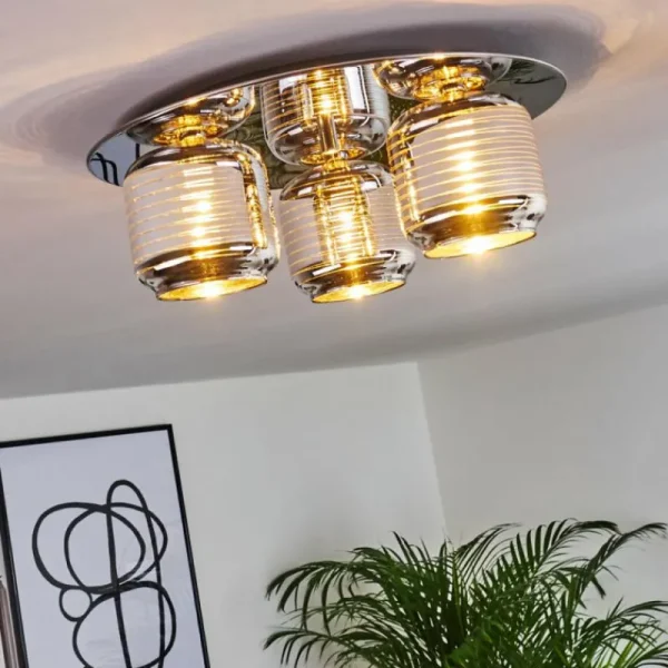 hofstein Plafonnier Verasara Chrome, 3 lumières* Lampes En Verre