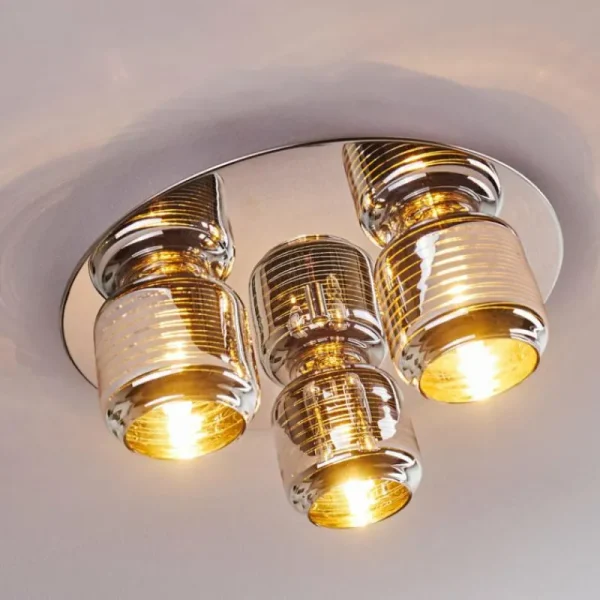 hofstein Plafonnier Verasara Chrome, 3 lumières* Lampes En Verre