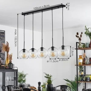 hofstein Plafonnier Verre 20 cm Koyoto Clair, 5 lumières* Lampes En Verre