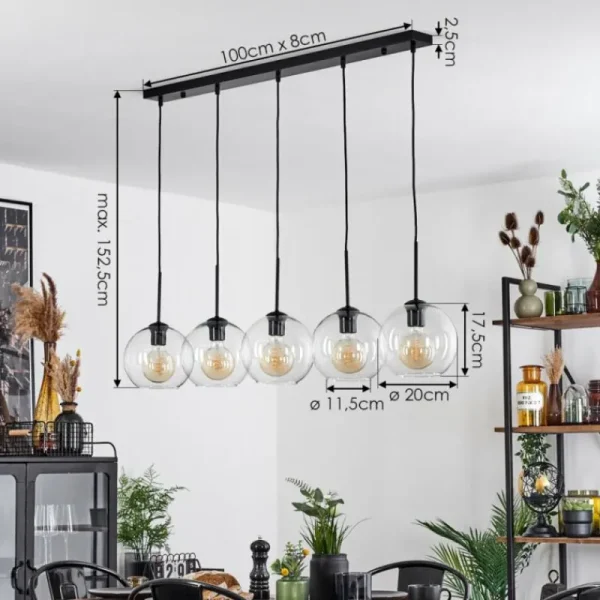 hofstein Plafonnier Verre 20 cm Koyoto Clair, 5 lumières* Lampes En Verre