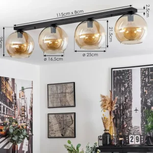 hofstein Plafonnier Verre 25 cm Koyoto Ambre, 4 lumières* Lampes En Verre