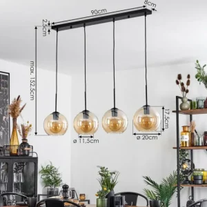 hofstein Plafonnier Verre 20 cm Koyoto Ambre, 4 lumières* Lampes En Verre