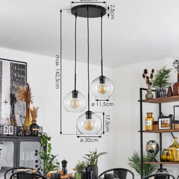 hofstein Plafonnier Verre 20 cm Koyoto Clair, 3 lumières* Lampes En Verre